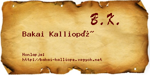 Bakai Kalliopé névjegykártya